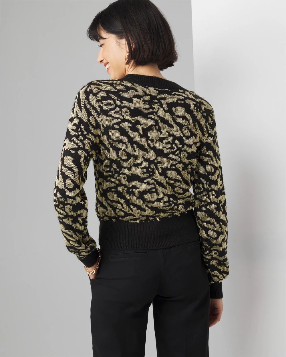 Metallic Jacquard Cardigan Sweater | White House Black Market